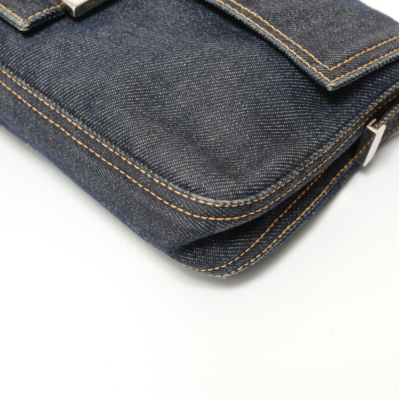 Fendi Shoulder Bag Mamma Bucket Denim Silver