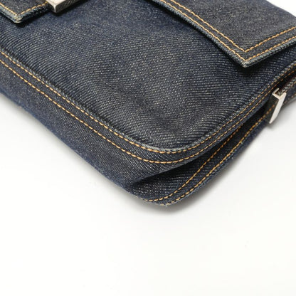 Fendi Shoulder Bag Mamma Bucket Denim Silver