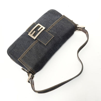 Fendi Shoulder Bag Mamma Bucket Denim Silver