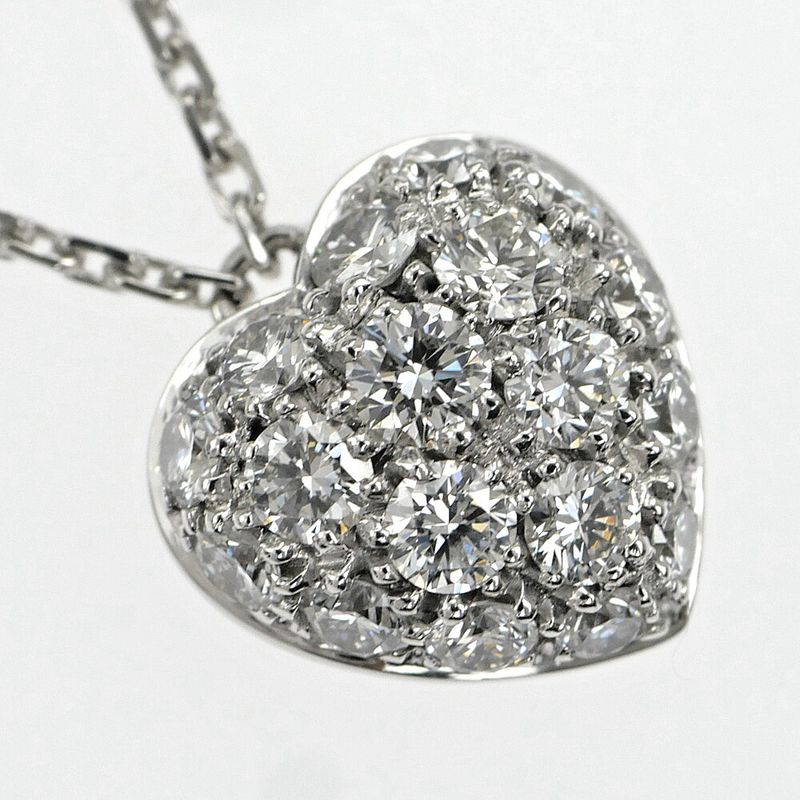 Cartier Necklace Heart Pave Diamond 18K White Gold