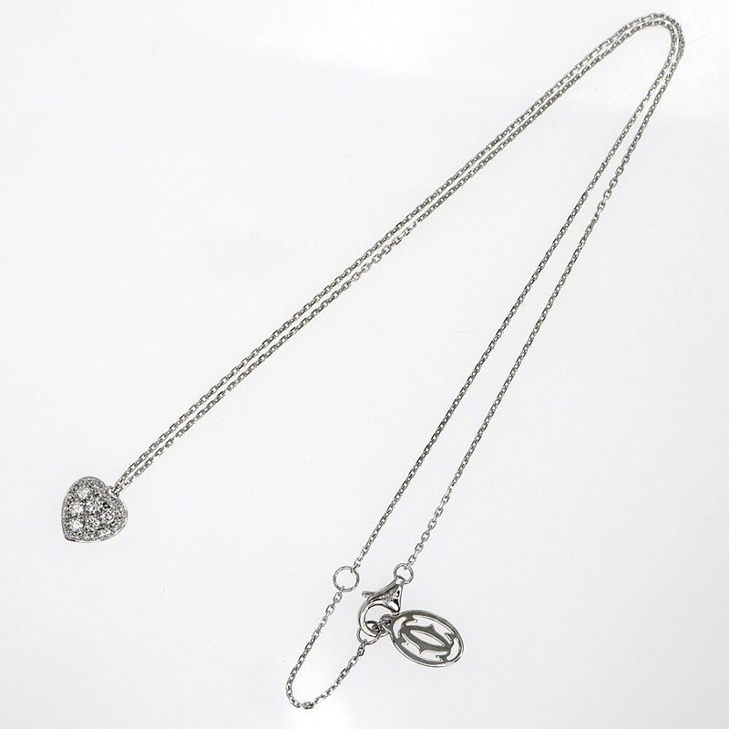 Cartier Necklace Heart Pave Diamond 18K White Gold