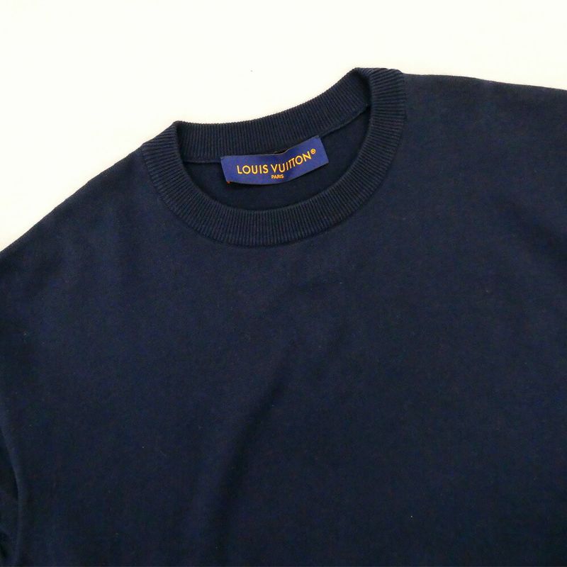 Louis Vuitton Sleeve Monogram Cotton Short Knit T-Shirt Navy