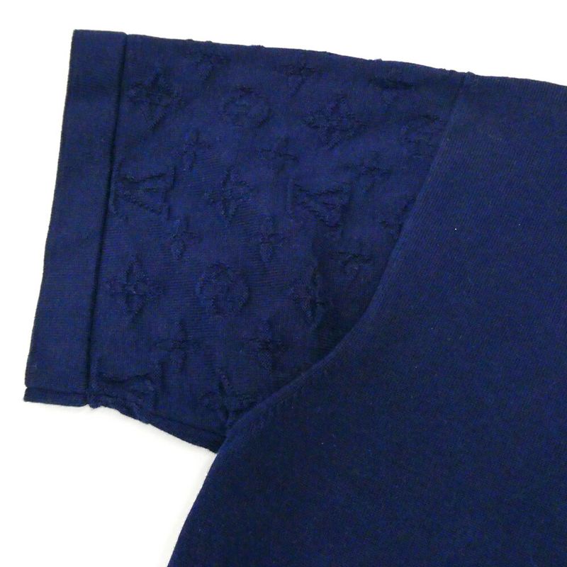 Louis Vuitton Sleeve Monogram Cotton Short Knit T-Shirt Navy