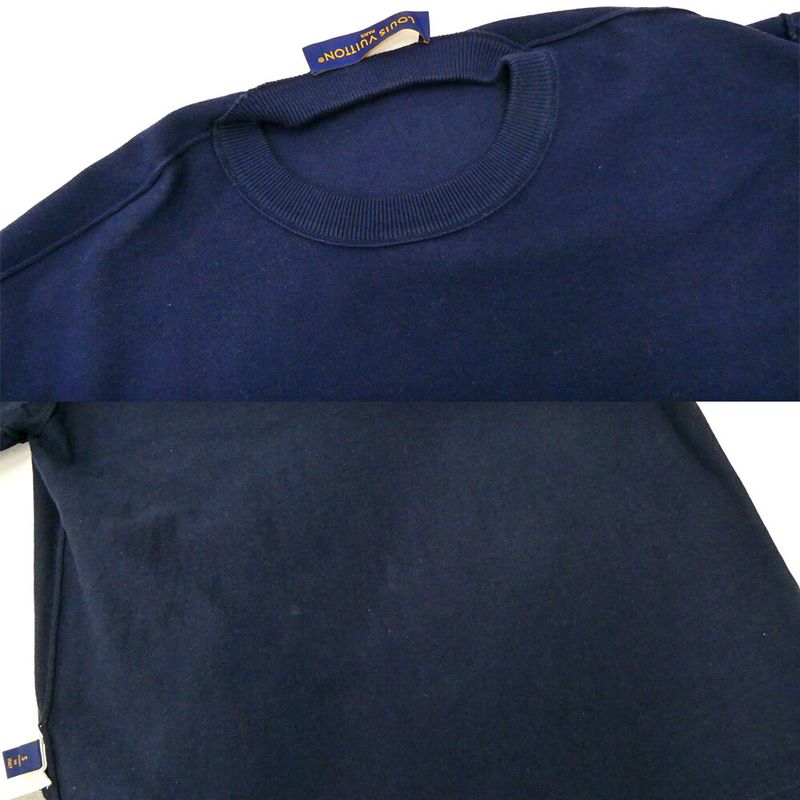 Louis Vuitton Sleeve Monogram Cotton Short Knit T-Shirt Navy