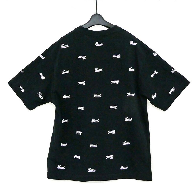 Gucci Script Logo Embroidery T-Shirt Black XS Cotton