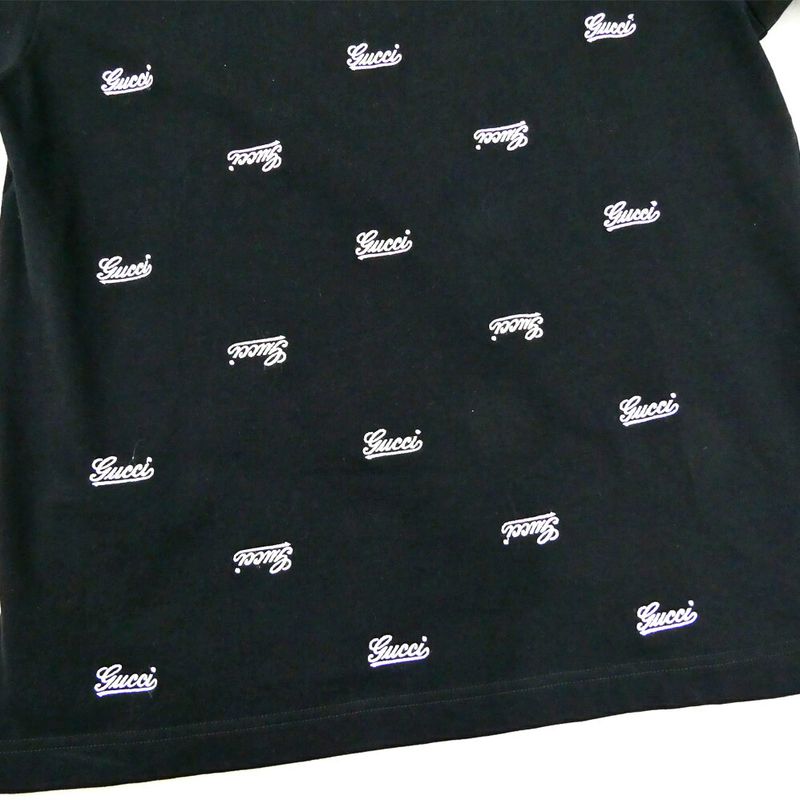 Gucci Script Logo Embroidery T-Shirt Black XS Cotton