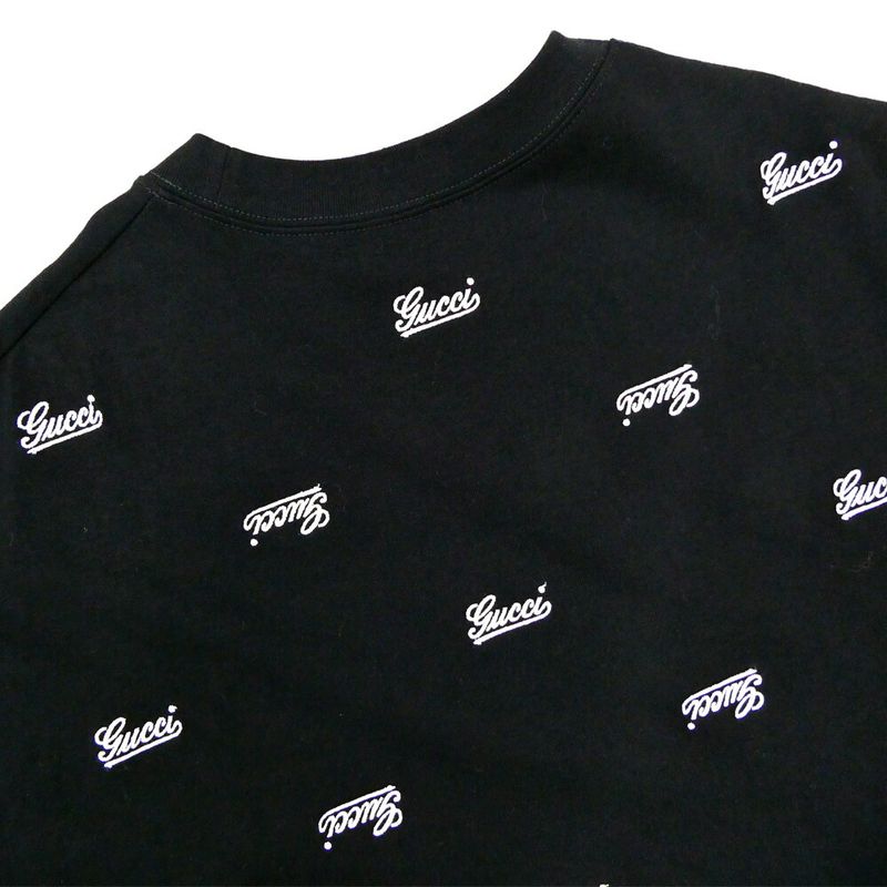Gucci Script Logo Embroidery T-Shirt Black XS Cotton