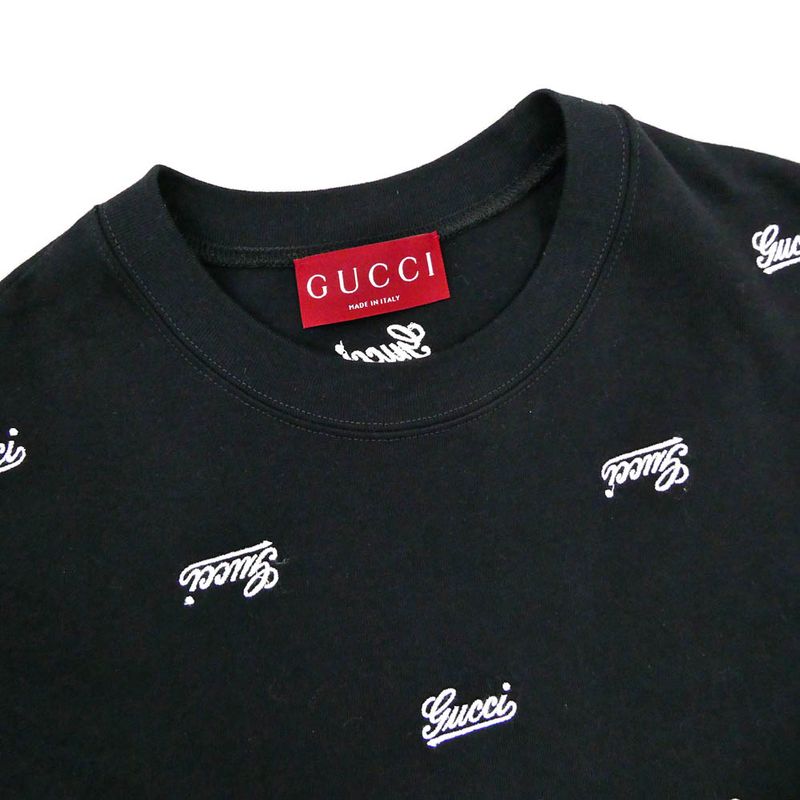 Gucci Script Logo Embroidery T-Shirt Black XS Cotton