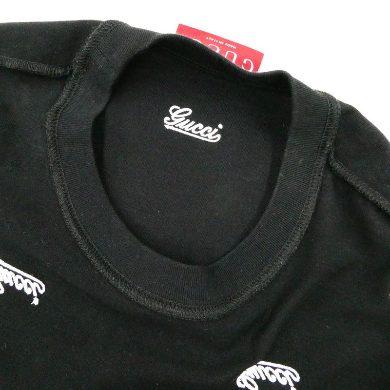 Gucci Script Logo Embroidery T-Shirt Black XS Cotton