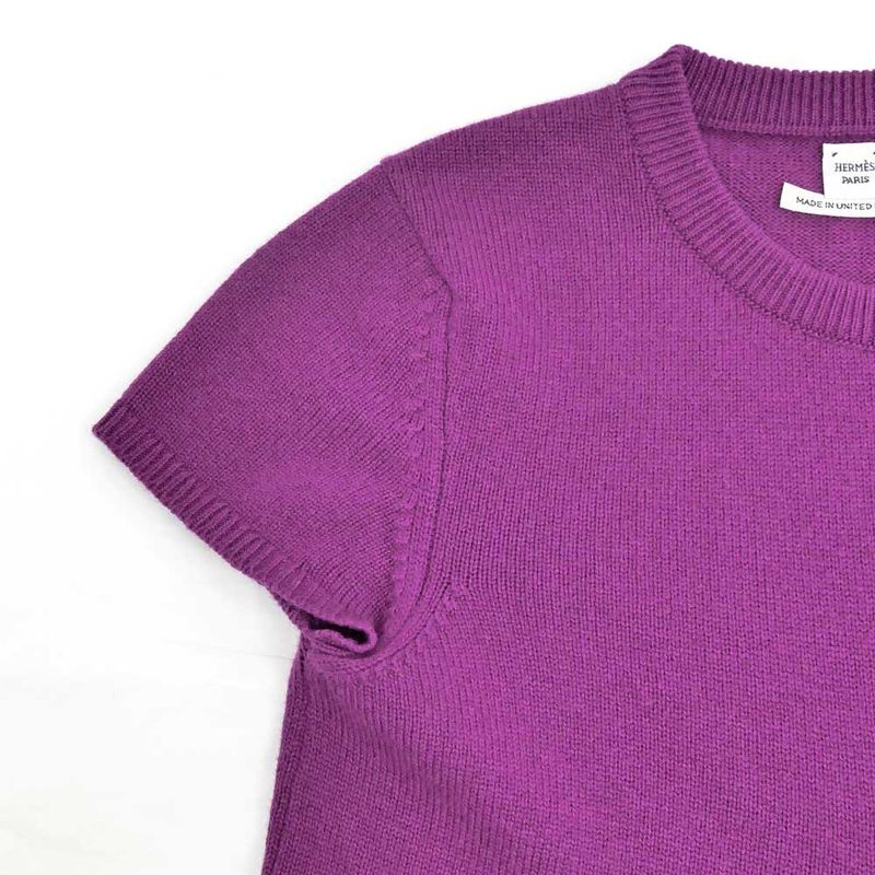 Hermes Short Sleeve Knit Pink 34 Cashmere Flat