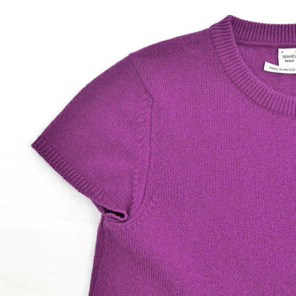 Hermes Short Sleeve Knit Pink 34 Cashmere Flat