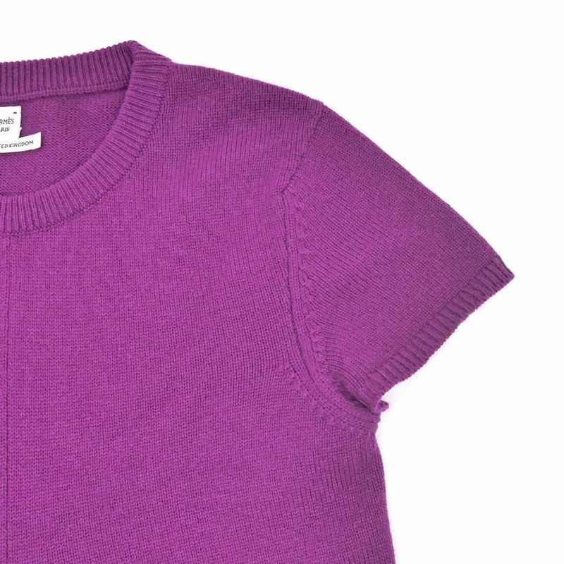 Hermes Short Sleeve Knit Pink 34 Cashmere Flat