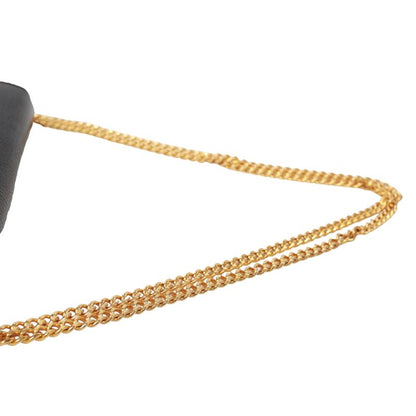 Dior Vintage Leather Black Shoulder Bag Gold