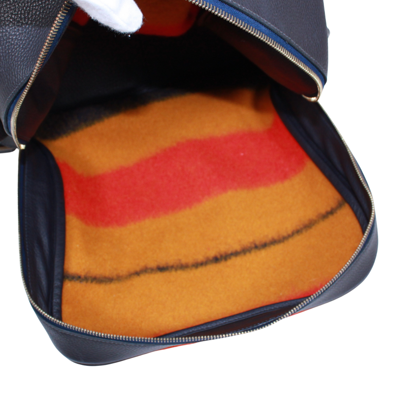 Hermes Victoria Leather Wool Yellow Orange Navy Shoulder Bag Gold