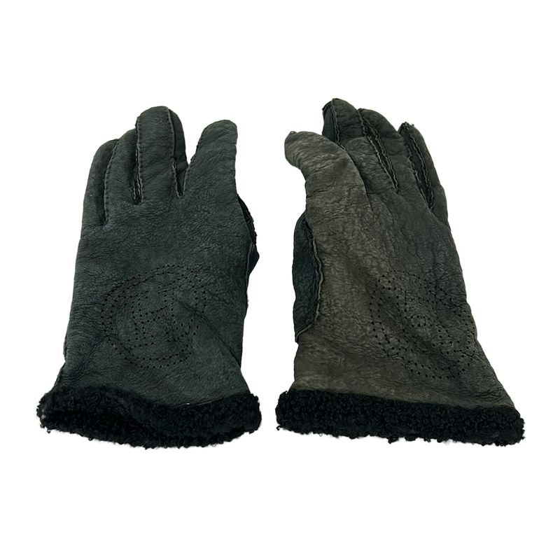 Hermes Gloves Black Perforated Mouton