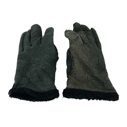 Hermes Gloves Black Perforated Mouton