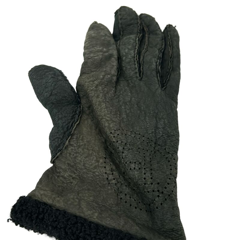 Hermes Gloves Black Perforated Mouton