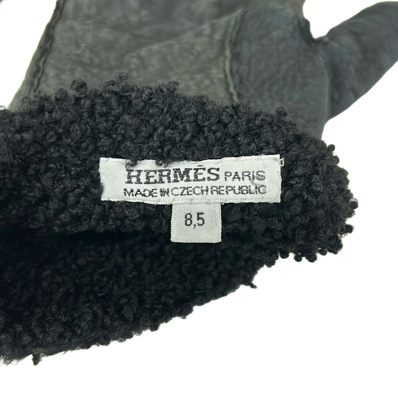 Hermes Gloves Black Perforated Mouton