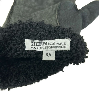 Hermes Gloves Black Perforated Mouton