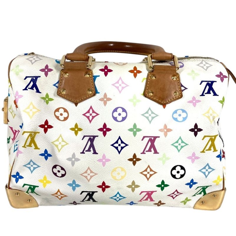 Louis Vuitton Handbag Speedy 30 Monogram Multicolor Canvas Bronze White