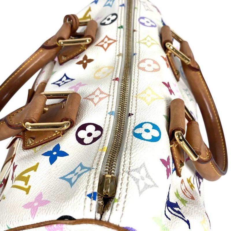 Louis Vuitton Handbag Speedy 30 Monogram Multicolor Canvas Bronze White