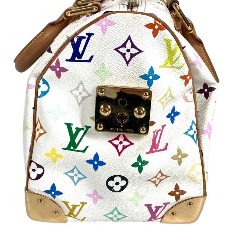 Louis Vuitton Handbag Speedy 30 Monogram Multicolor Canvas Bronze White