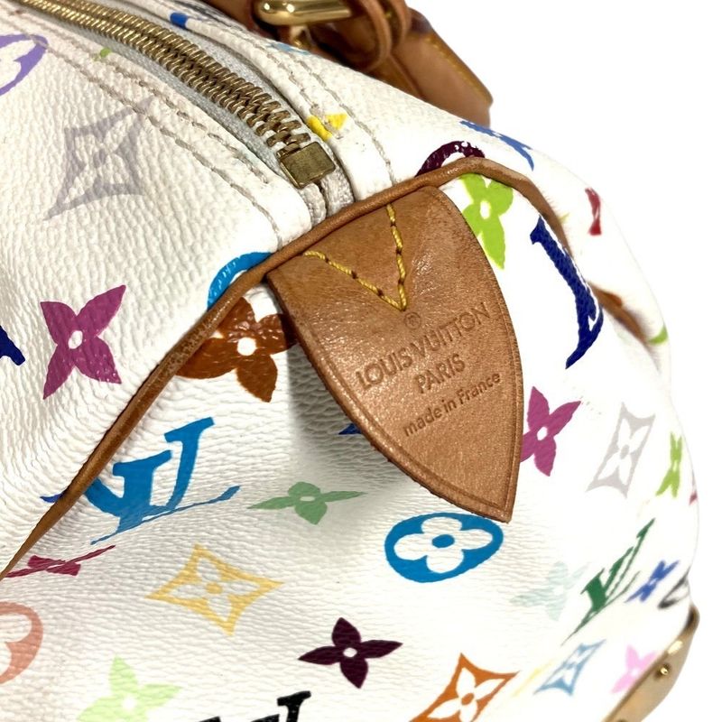Louis Vuitton Handbag Speedy 30 Monogram Multicolor Canvas Bronze White