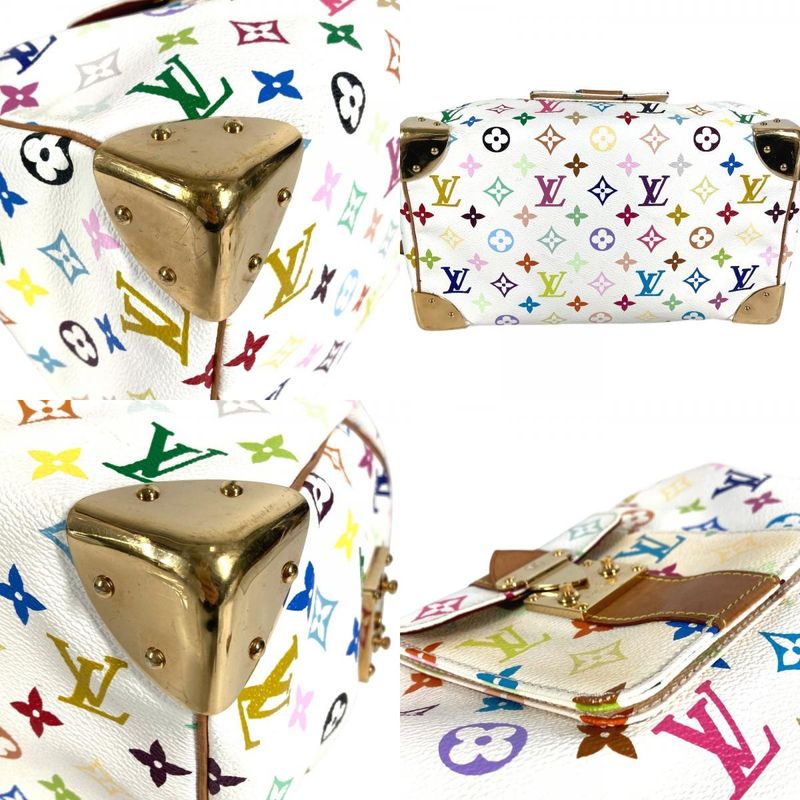 Louis Vuitton Handbag Speedy 30 Monogram Multicolor Canvas Bronze White