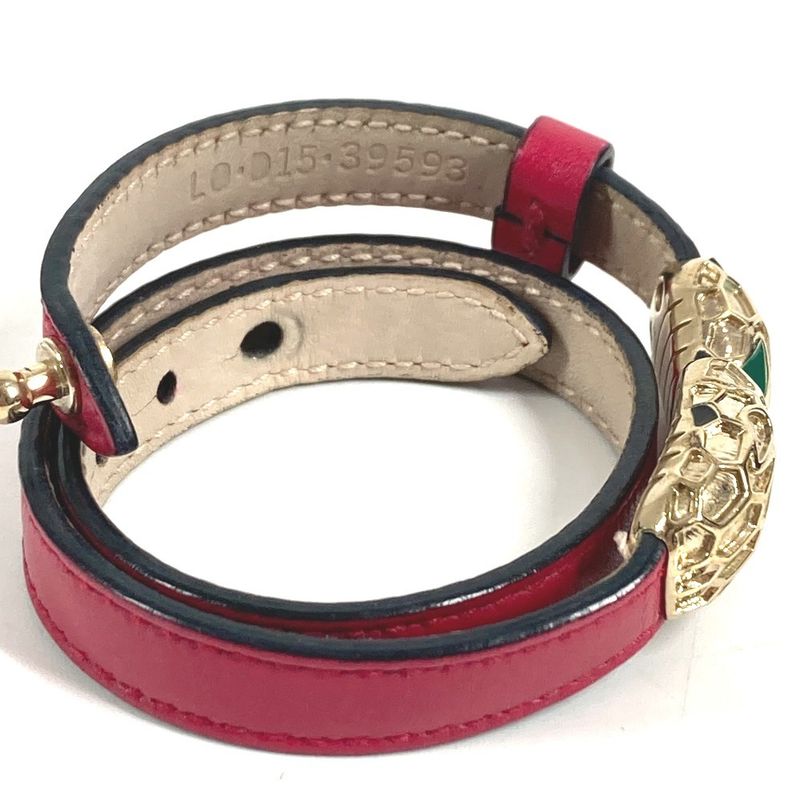 Bvlgari Bracelet Serpenti FO Logo Leather Pull Pink
