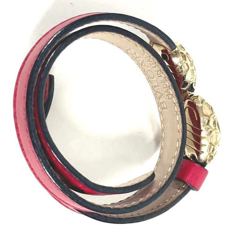 Bvlgari Bracelet Serpenti FO Logo Leather Pull Pink