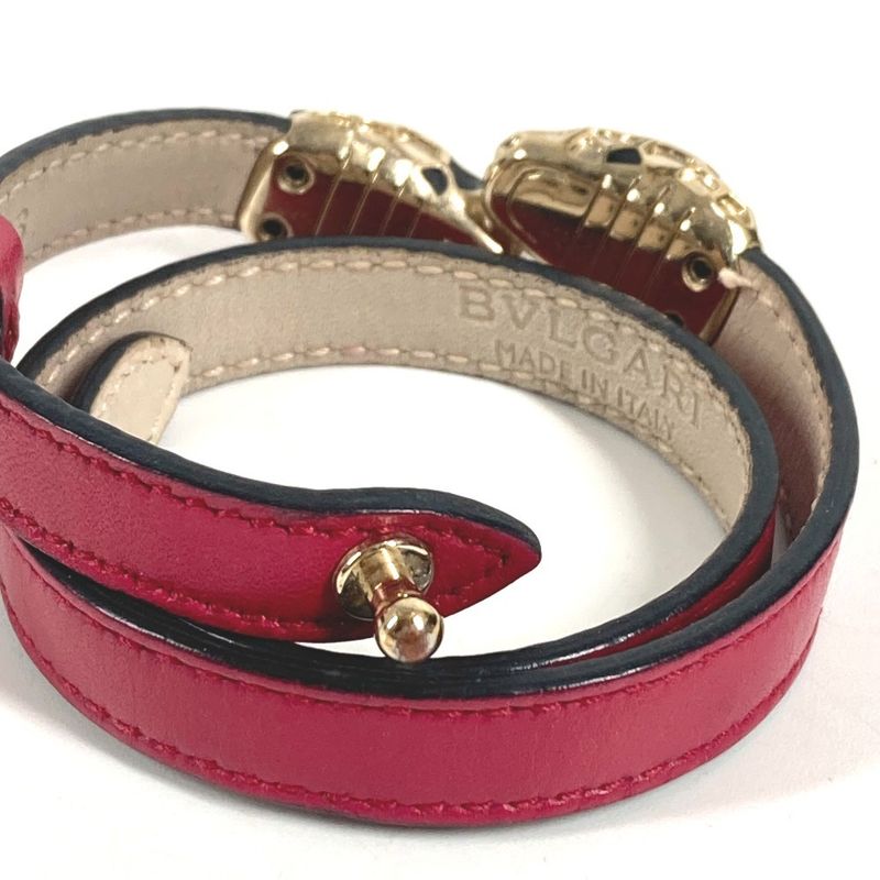 Bvlgari Bracelet Serpenti FO Logo Leather Pull Pink