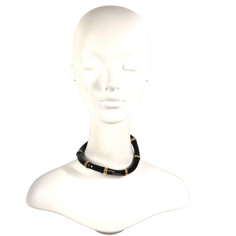 Gucci Necklace Bamboo Logo Choker Aluminum Black