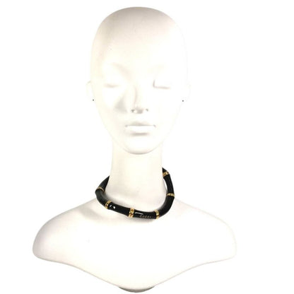 Gucci Necklace Bamboo Logo Choker Aluminum Black