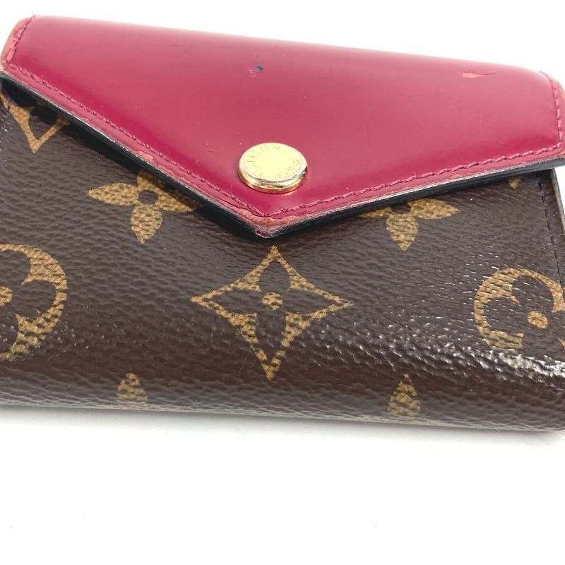 Louis Vuitton Trifold Wallet Portefeuille Zoe Monogram Canvas Fuchsia Brown