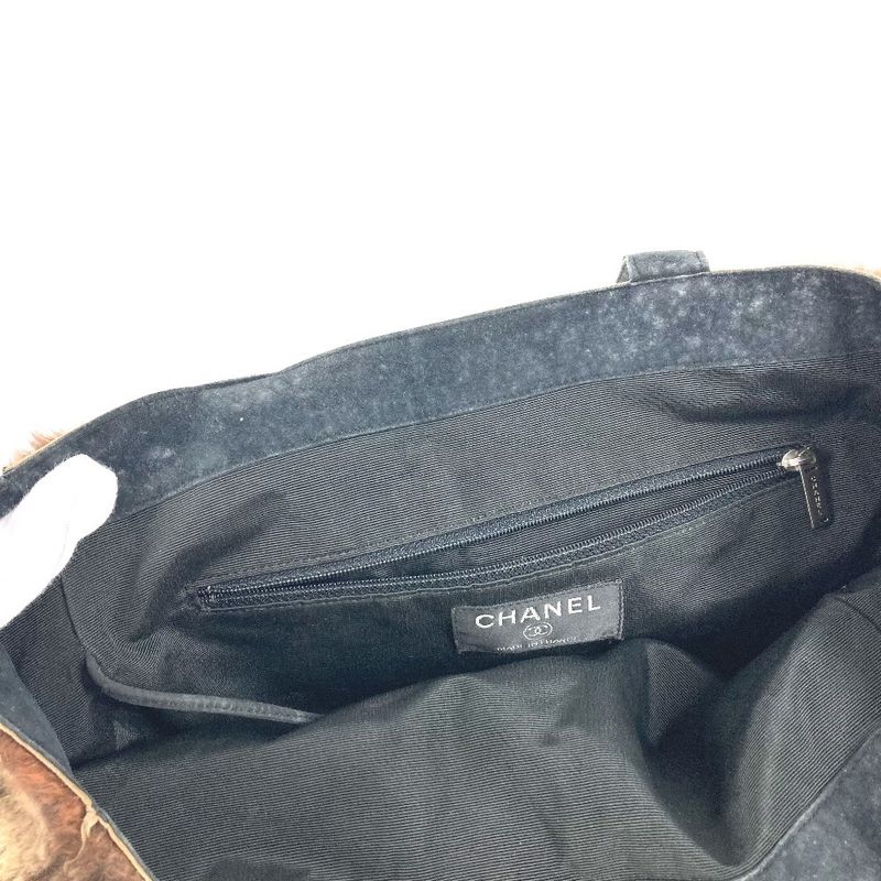 Chanel Tote CC Logo Rabbit Fur Brown