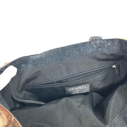 Chanel Tote CC Logo Rabbit Fur Brown