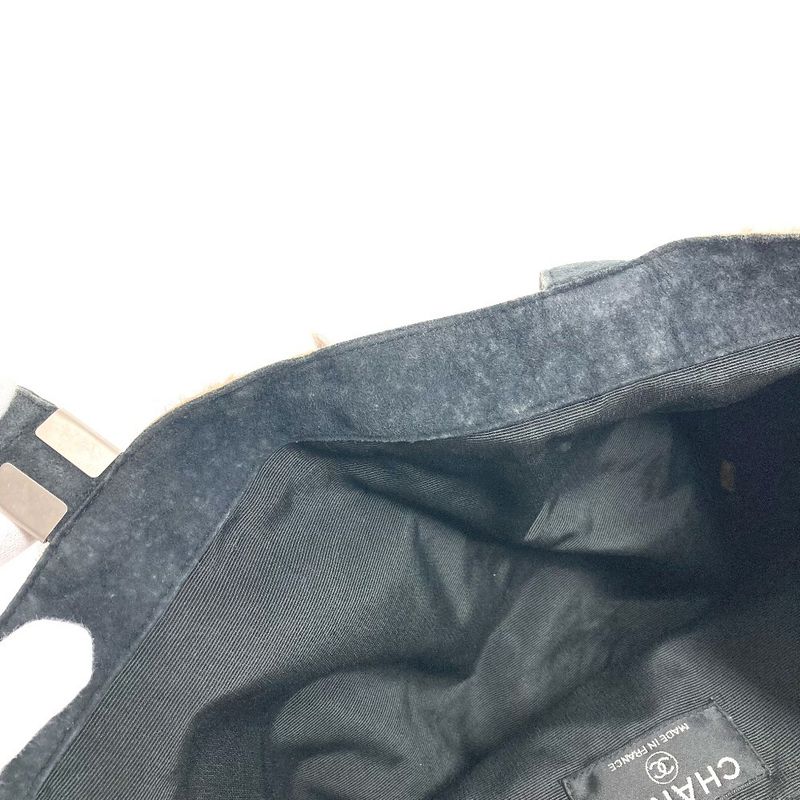 Chanel Tote CC Logo Rabbit Fur Brown