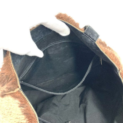 Chanel Tote CC Logo Rabbit Fur Brown