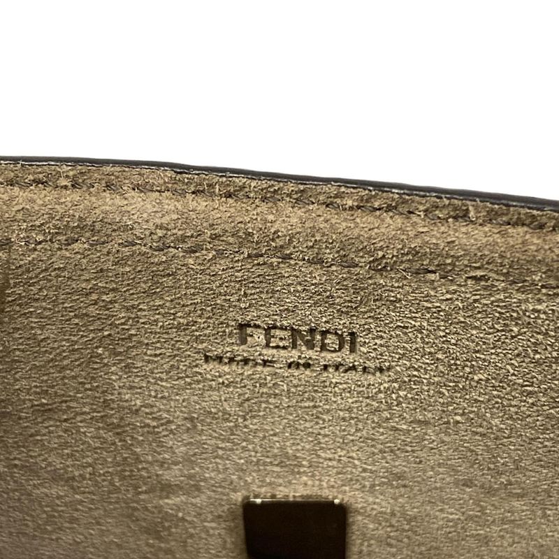 Fendi Shoulder Bag Brown Black Phone Pouch Leather