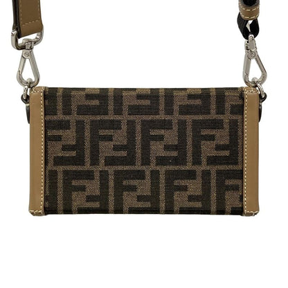 Fendi Shoulder Bag Brown Black Phone Pouch Leather