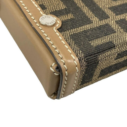 Fendi Shoulder Bag Brown Black Phone Pouch Leather