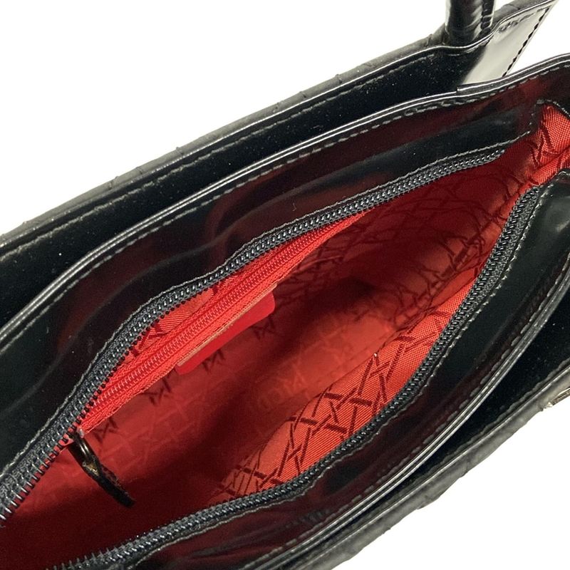 Dior Handbag Cannage Stitch Black Leather