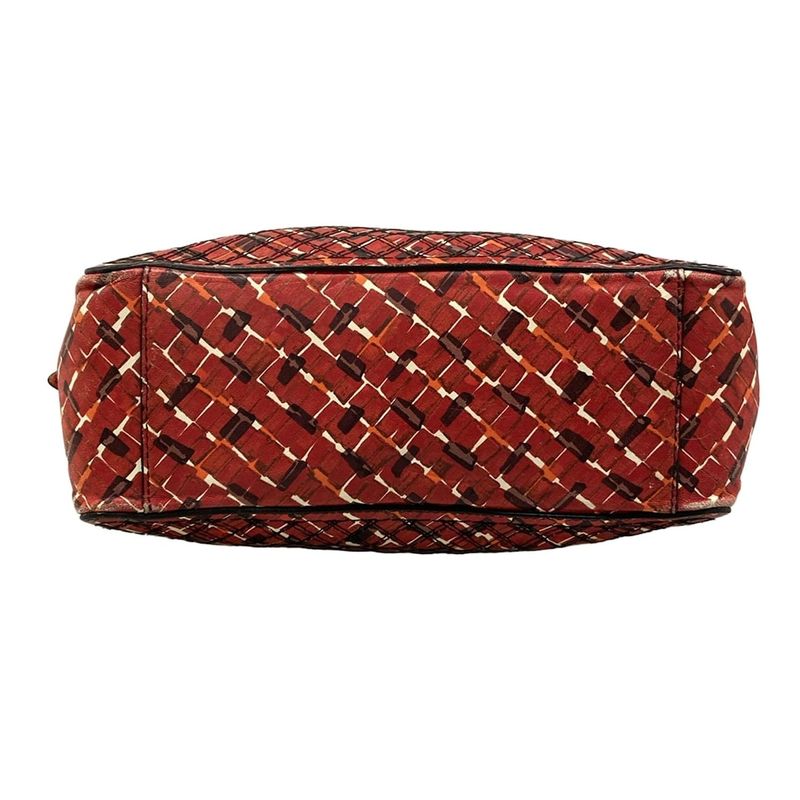 Bottega Veneta Shoulder Bag Red Dark Brown Multi Chain Stitch Leather