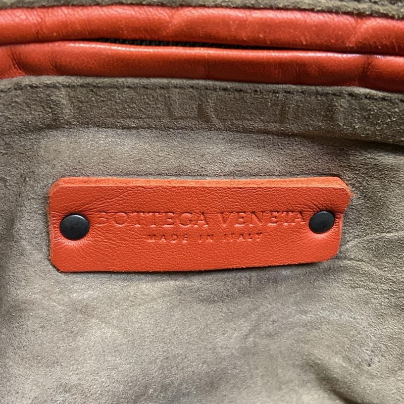 Bottega Veneta Shoulder Bag Red Dark Brown Multi Chain Stitch Leather