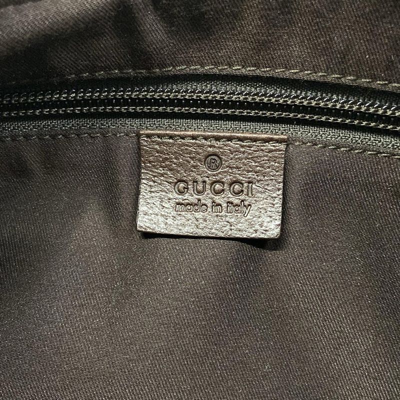 Gucci Shoulder Bag GG Pattern Beige Dark Brown Leather