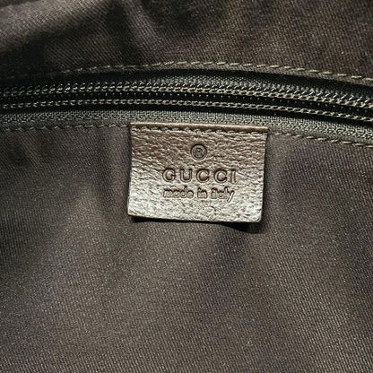 Gucci Shoulder Bag GG Pattern Beige Dark Brown Leather