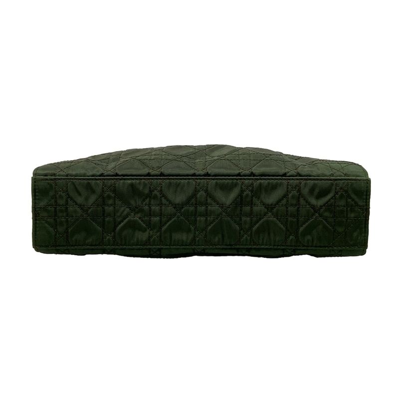 Dior Tote Cannage Stitch Dark Green Brown Leather