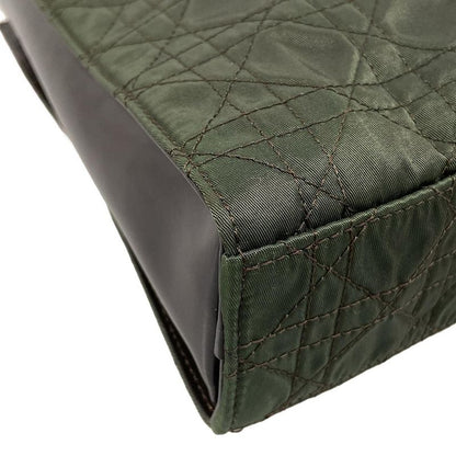 Dior Tote Cannage Stitch Dark Green Brown Leather