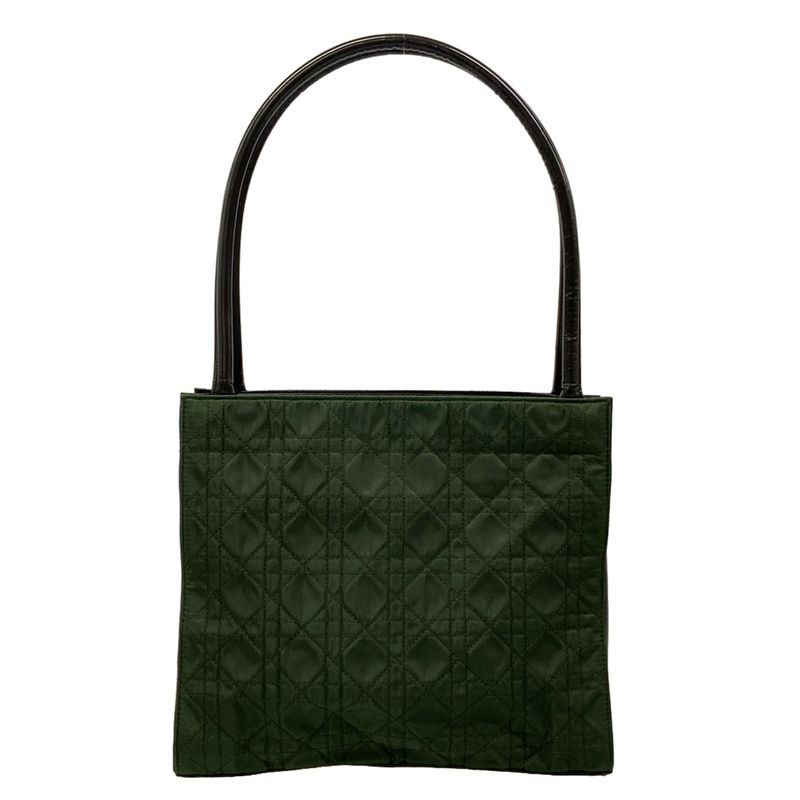 Dior Tote Cannage Stitch Dark Green Brown Leather