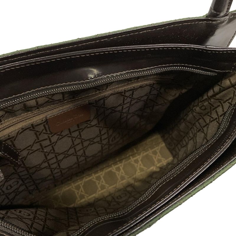 Dior Tote Cannage Stitch Dark Green Brown Leather